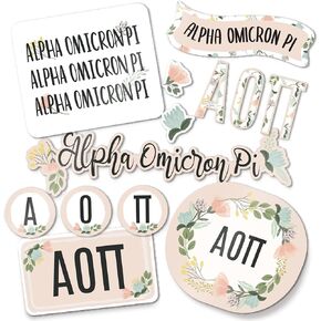 Desert Cactus Alpha Omicron Pi Classic Floral Sticker Decal Laptop Water Bottle Car AOII (Sheet C. Floral)