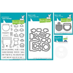 Lawn Fawn Keep On Swimming Set - Fishbowl-Themed Stamps, Dies, Reveal Wheel Add-On Die and Templates - 4 Items