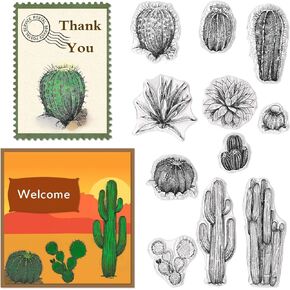 Cactus Clear Stamps for Card Making, Tree Clear Rubber Stamps Plant Stamps for Holiday Card Making DIY Scrapbooking Transparent Album Decor Paper Craft