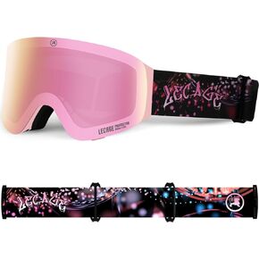 Frameless Flip-Up Ski Goggles, with Magnetic Interchangeable Lens, Snowboard Anti Fog UV Protection, for Men Women