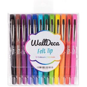 WallDeca Felt Tip Pens, Fine Point Color Pens (0.5mm), Colorful Journal Pens, Planner Pens, Made for Everyday Writing, Journals, Notes and Doodling, for Teachers, Students (8-Pack)