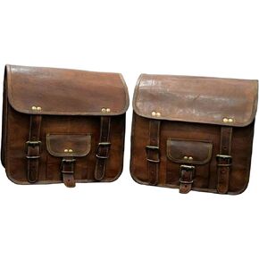 Leather Saddle Bags for Motorcycle Messenger Saddle Bag Bike Motorcycle Accessories Bicycle Tool Bag Luggage Bag for Motorcycles and Bikes (Set of 2) (9 x 11 x 2.5 Inches)