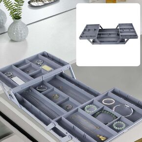2/3 Tier Drawer Organizer Multi Level Collapsible Expandable Desk Organizer Trays For Office Supplies, Kitchen Gadgets Utensils, Vanity, Makeup, Jewelry (1 Row with 3-Tier)
