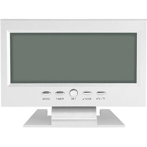 Electric Clock, Portable LCD Digital Sound Sensor Table Desk Alarm Clock with Calendar Temp Time Display for Indoor Office Kitchen Bedroom Nightstand Travel Adults Elderly Teen, Snooze,12/24H(Black)