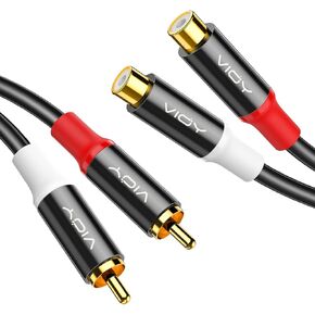 VIOY RCA Extension Cable(6ft/2m), RCA 2Male to RCA 2Female Splitter Cable, [Gold-Plated & Hi-Fi Sound] RCA Extension Stereo Audio Cable for Amplifiers, Speakers, AV Receiver, Home Theater Systems.…