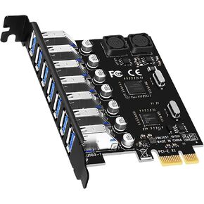 بطاقة توسيع GLOTREND U3057 ذات 7 منافذ PCIe USB، 7 منافذ USB-A (USB 3.2 الجيل 1)، متوافقة مع Windows 11/10/8/7/Linux (ليست لنظام التشغيل Mac OS) in Kuwait