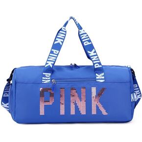 Large Duffle Bag For Women, Sports Duffel Bag for Gym with Wet Pocket & Shoe Compartment, Overnight Weekender Travel Bag (Blue)