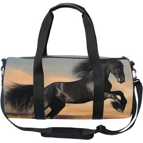 Running Horse Duffel Bag,Canvas Travel Bag for Gym Sports and Overnight