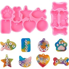 KISSITTY 2pcs Pet Tag Resin Molds Cat Dog Bone Shape Pendant Silicone Molds Epoxy Resin UV Resin Casting Molds for Key Chains DIY Crafts Pet Collar Name Tag Charm Making