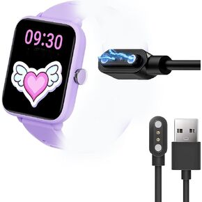 Compatible with BIGGERFIVE BARVE Watch Charger, Magnetic USB Charging Cable Replacement Charger Compatible for BIGGERFIVE BARVE BW01 Kids Fitness Tracker Watch (2 Pack-Black+Black)