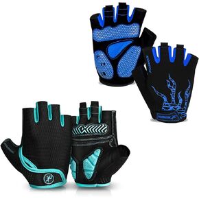 MOREOK Bike Gloves Exercise Workout Gloves AK050-one pair（Blue-Large） Bike Gloves Exercise Workout Gloves AK098-one pair（Blue-Large）