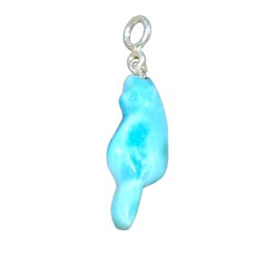 Larimar Jewelry: Cat Pendant Necklace - Made with Natural Larimar Stones & 925 Sterling Silver - Minimalist gift