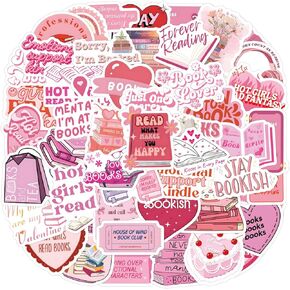 62 PCS Cute Pink Bookish Stickers for Kindle Decorative Booktok Reading Stickers Aesthetic Kindle Stickers for Girls Women Book Lovers Gifts