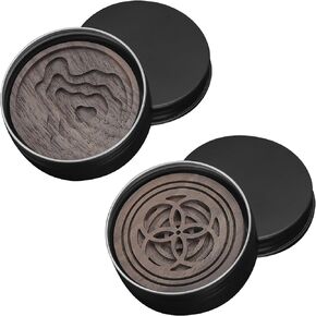 Wood Essential Oil Diffuse, Wooden Aromatherapy Round Car Home Office Diffuser, Wooden Diffuser for Essential Oils for Car Office Bedroom (2PCS)