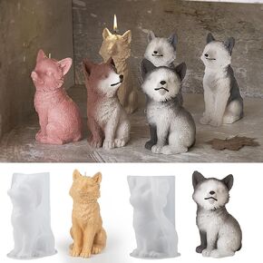 2 Pack Fox Candle Mold Fox Mold Animal Candle Mold Fox Resin Casting Mold Resin Making Molds Silicone Mold for Candle Home Decorate Mold 3D Animal Mold Candle Making Mold Wolf Mold