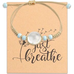 Dandelion Seeds Adjustable Bracelet With Message Card Make A Wish Dandelion Inspirational Good Luck Gift For Women