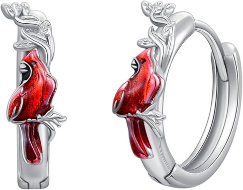 أقراط CRMAD كاردينال للنساء من الفضة الإسترلينية أقراط كاردينال مجوهرات الطيور هدية كاردينال حمراء للفتيات in Kuwait