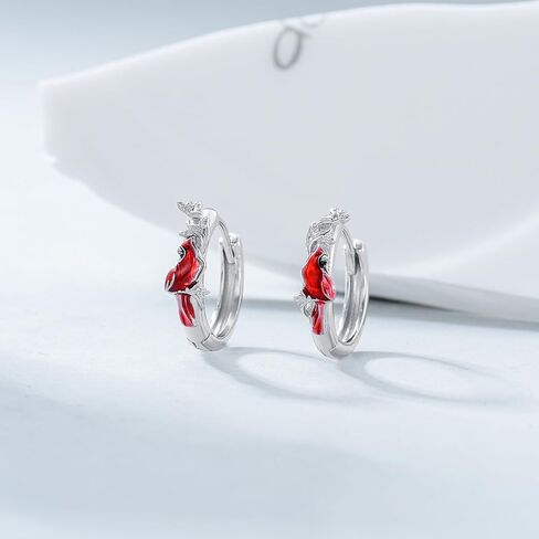 أقراط CRMAD كاردينال للنساء من الفضة الإسترلينية أقراط كاردينال مجوهرات الطيور هدية كاردينال حمراء للفتيات in Kuwait