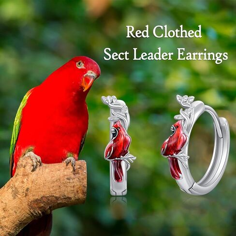 أقراط CRMAD كاردينال للنساء من الفضة الإسترلينية أقراط كاردينال مجوهرات الطيور هدية كاردينال حمراء للفتيات in Kuwait