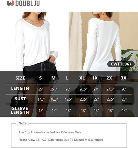 DOUBLJU 3 Pack Casual Long Sleeve V Neck T Shirts Loose Fit Pullover Trendy Tunic Tops Workout Sets for Women in Saudi Arabia