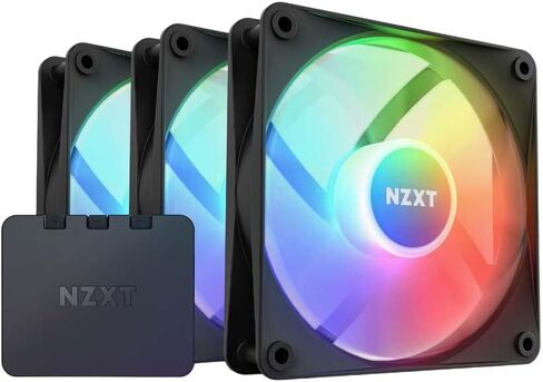 NZXT F120 RGB Core - RF-C12TF-B1-3 x 120mm مراوح RGB مثبتة على المحور مع تحكم RGB - ضغط ثابت عالي وتدفق هواء - محمل هيدروديناميكي - حزمة ثلاثية - أسود in Kuwait