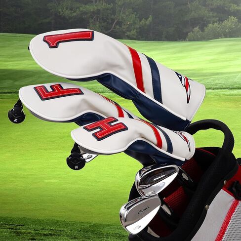 Craftsman Golf USA Flag Birdie Red Blue Stripes Golf Club Head Covers for Woods and Driver Hybrids in Saudi Arabia