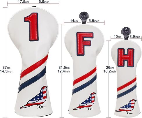 Craftsman Golf USA Flag Birdie Red Blue Stripes Golf Club Head Covers for Woods and Driver Hybrids in Saudi Arabia