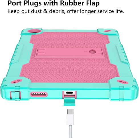 Case for Onn. 10.4" Tablet Pro 2023 Model: 100110603 Heavy Duty Protective Cover with Kickstand Built in Shoulder Strap Kids Friendly Shell Case Fit for Onn 10.4 inch Tablet Pro (Green+Pink) in Saudi Arabia