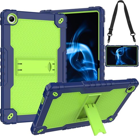Case for Onn. 10.4" Tablet Pro 2023 Model: 100110603 Heavy Duty Protective Cover with Kickstand Built in Shoulder Strap Kids Friendly Shell Case Fit for Onn 10.4 inch Tablet Pro (Green+Pink) in Saudi Arabia