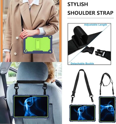 Case for Onn. 10.4" Tablet Pro 2023 Model: 100110603 Heavy Duty Protective Cover with Kickstand Built in Shoulder Strap Kids Friendly Shell Case Fit for Onn 10.4 inch Tablet Pro (Green+Pink) in Saudi Arabia