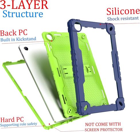 Case for Onn. 10.4" Tablet Pro 2023 Model: 100110603 Heavy Duty Protective Cover with Kickstand Built in Shoulder Strap Kids Friendly Shell Case Fit for Onn 10.4 inch Tablet Pro (Green+Pink) in Saudi Arabia