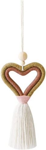 Boho Love Heart Car Charm Handmade Essential Oil Car Diffuser Car Hanging Accessories Car Rear View Mirror Decoration with Wooden Beads for Car Home Decor (Coffee) in Saudi Arabia