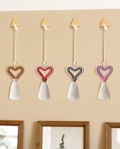 Boho Love Heart Car Charm Handmade Essential Oil Car Diffuser Car Hanging Accessories Car Rear View Mirror Decoration with Wooden Beads for Car Home Decor (Coffee) in Saudi Arabia