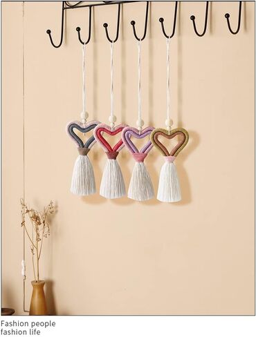 Boho Love Heart Car Charm Handmade Essential Oil Car Diffuser Car Hanging Accessories Car Rear View Mirror Decoration with Wooden Beads for Car Home Decor (Coffee) in Saudi Arabia