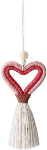 Boho Love Heart Car Charm Handmade Essential Oil Car Diffuser Car Hanging Accessories Car Rear View Mirror Decoration with Wooden Beads for Car Home Decor (Coffee) in Saudi Arabia