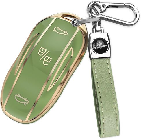 QBUC for Tesla Key Fob Cover with Keychain Car Key Case Compatible with Tesla Model S Smart Remote Key Accessories (Black, Model S) in Saudi Arabia