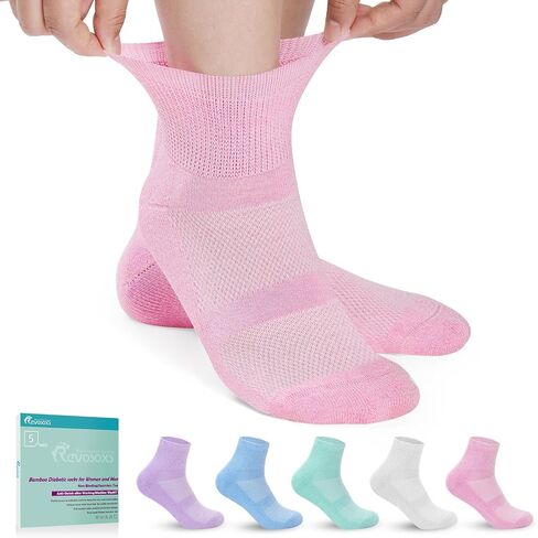 Diabetic Socks for Men Women,5 Pairs Bamboo Diabetic Ankle Socks for Women,Non-Binding Diabetic Socks in Kuwait