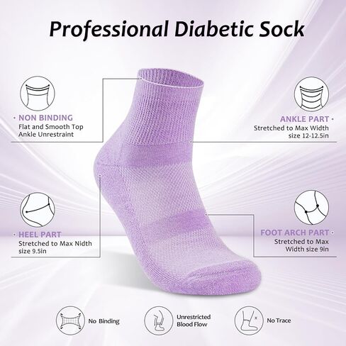 Diabetic Socks for Men Women,5 Pairs Bamboo Diabetic Ankle Socks for Women,Non-Binding Diabetic Socks in Kuwait