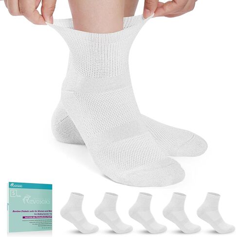 Diabetic Socks for Men Women,5 Pairs Bamboo Diabetic Ankle Socks for Women,Non-Binding Diabetic Socks in Kuwait