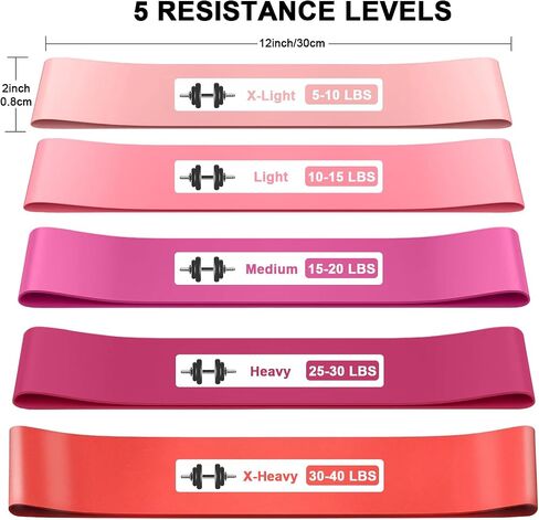 Resistance Bands for Working Out - 5 Levels Exercise Bands Resistance Bands Set with Instruction Guide and Carry Bag, Ideal for Leg Strength Training, Rehab, Yoga in Saudi Arabia