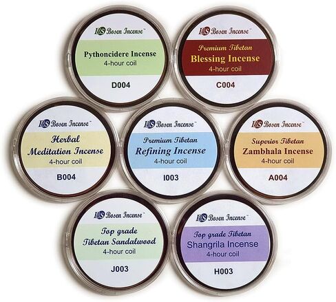 [Bosen] Tibetan Incense 4-Hour Coil Sample Pack - (7 Single 4hrs Coil Packs) - 100% Natural - TI4CS01 in Kuwait