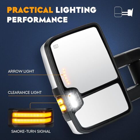 Towing Mirrors Chrome for Chevy GMC 2014-2018 Silverado 1500 Sierra 1500 2500 3500 HD, 2015-18 Silverado 2500 3500 HD Power Heated with Arrow Clearance Running Light Manual Folding Telescoping Pair in Saudi Arabia