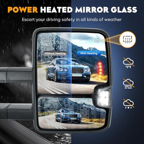 Towing Mirrors Chrome for Chevy GMC 2014-2018 Silverado 1500 Sierra 1500 2500 3500 HD, 2015-18 Silverado 2500 3500 HD Power Heated with Arrow Clearance Running Light Manual Folding Telescoping Pair in Saudi Arabia