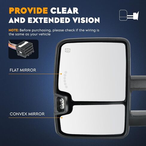 Towing Mirrors Chrome for Chevy GMC 2014-2018 Silverado 1500 Sierra 1500 2500 3500 HD, 2015-18 Silverado 2500 3500 HD Power Heated with Arrow Clearance Running Light Manual Folding Telescoping Pair in Saudi Arabia