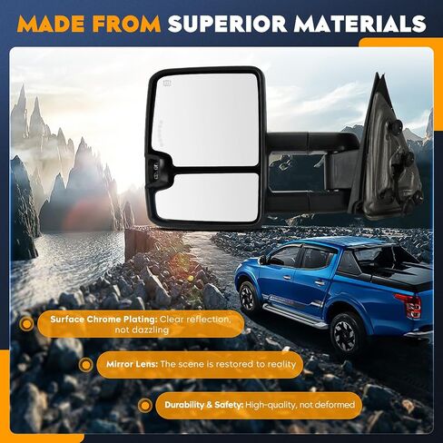 Towing Mirrors Chrome for Chevy GMC 2014-2018 Silverado 1500 Sierra 1500 2500 3500 HD, 2015-18 Silverado 2500 3500 HD Power Heated with Arrow Clearance Running Light Manual Folding Telescoping Pair in Saudi Arabia