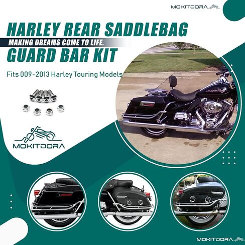 MoKitDora Saddlebag Twin Rail Guard Support Kit Compatible with 2009-2013 Harley Touring Models, Chrome in Saudi Arabia