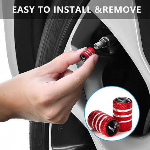 Tire Valve Stem Cap Cover for Corvette C4 C6 C5 C7 C8 Z06 Accessories Belt O-Ring Seal Corrosion Resistant Tire Valve Stem Air Cap 4 Pack Red in Saudi Arabia