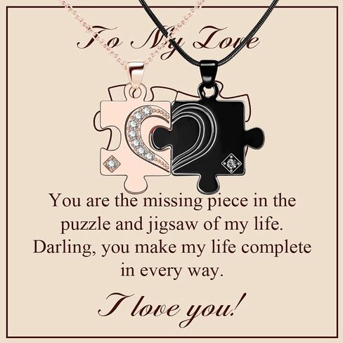 FANCIBAND Puzzles Pendant Matching Necklace for Couples Stainless Steel Necklace for Girlfriend/Boyfriend Christmas/Valentines Day/Wedding Gifts for Couple in Saudi Arabia