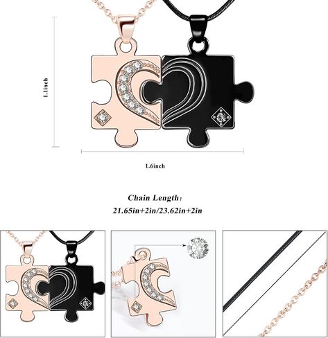 FANCIBAND Puzzles Pendant Matching Necklace for Couples Stainless Steel Necklace for Girlfriend/Boyfriend Christmas/Valentines Day/Wedding Gifts for Couple in Saudi Arabia