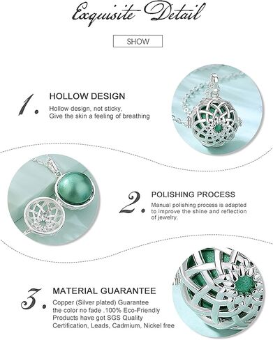 AEONSLOVE Harmony Ball Necklace Flower of Life Angel Chime Caller Necklace, Balls 20MM Llamador De Angeles Bola Necklace Pregnancy Gifts - 30 & 45 Chains in Kuwait